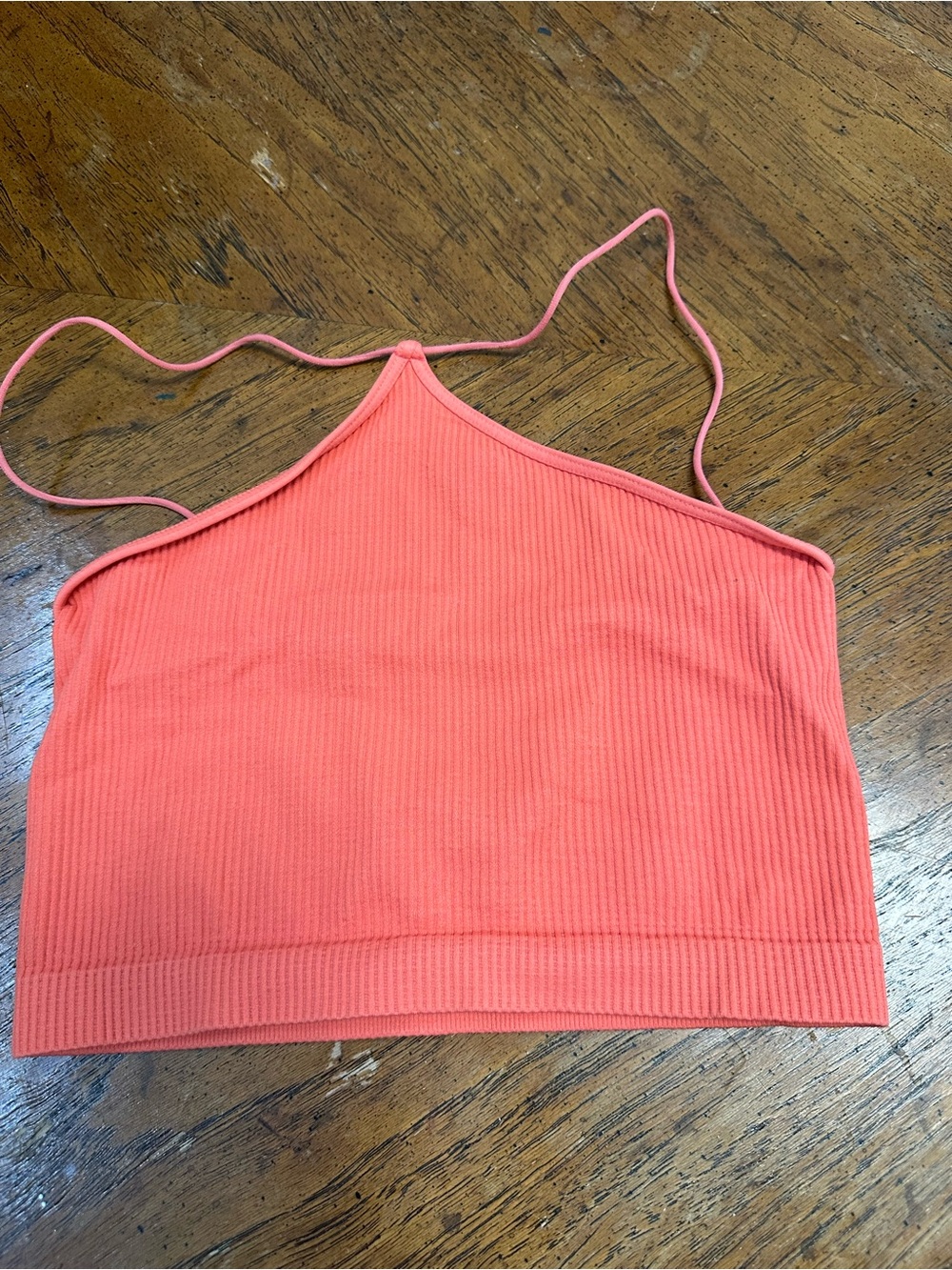 Sky and Sparrow Coral Ribbed Halter Crop Top